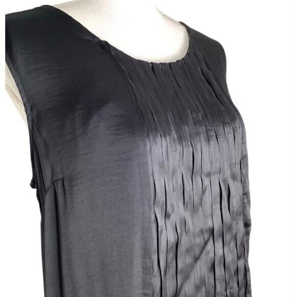Ellos Black Sleeveless Pleated Front Knee Length Shift Dress Large - Picture 2 of 6